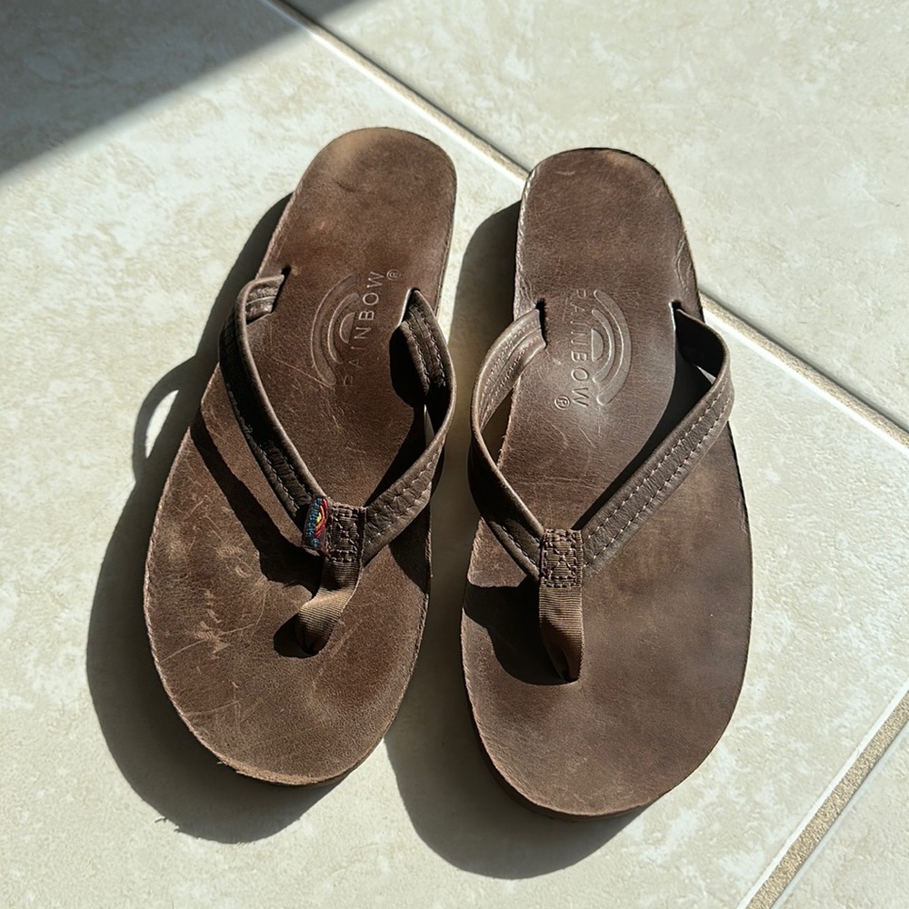 Rainbow thin strap flip flops